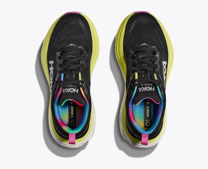 HOKA Bondi 8 Men's Running Shoes Black / Multicolor | 56714EKIB