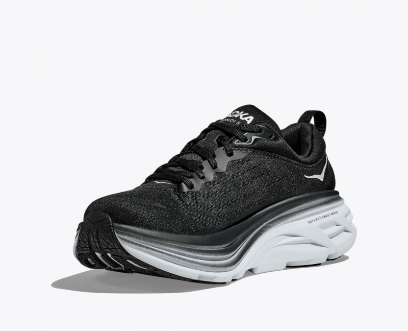 HOKA Bondi 8 Men's Running Shoes Black / White | 73809SAZY