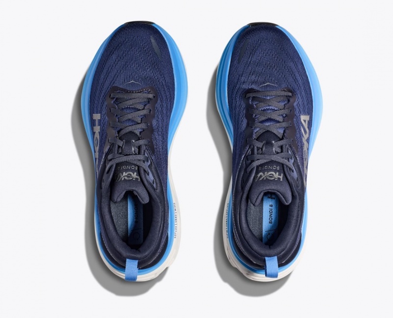 HOKA Bondi 8 Men's Running Shoes Dark Blue / Blue | 76201HAOF