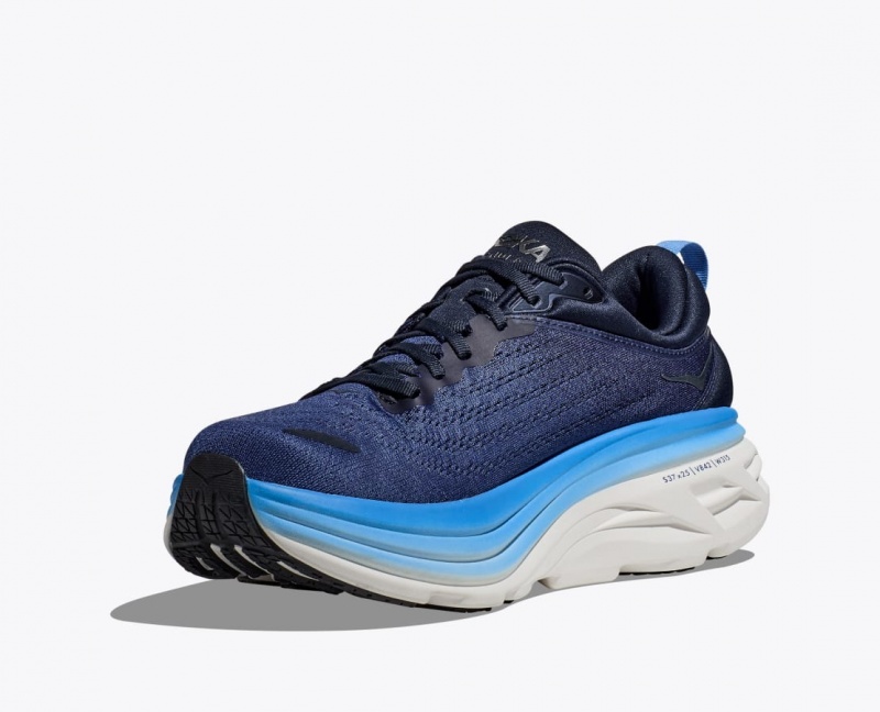 HOKA Bondi 8 Men's Running Shoes Dark Blue / Blue | 76201HAOF