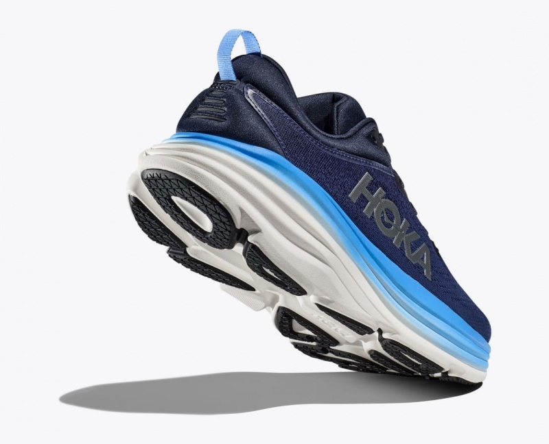 HOKA Bondi 8 Men's Running Shoes Dark Blue / Blue | 76201HAOF