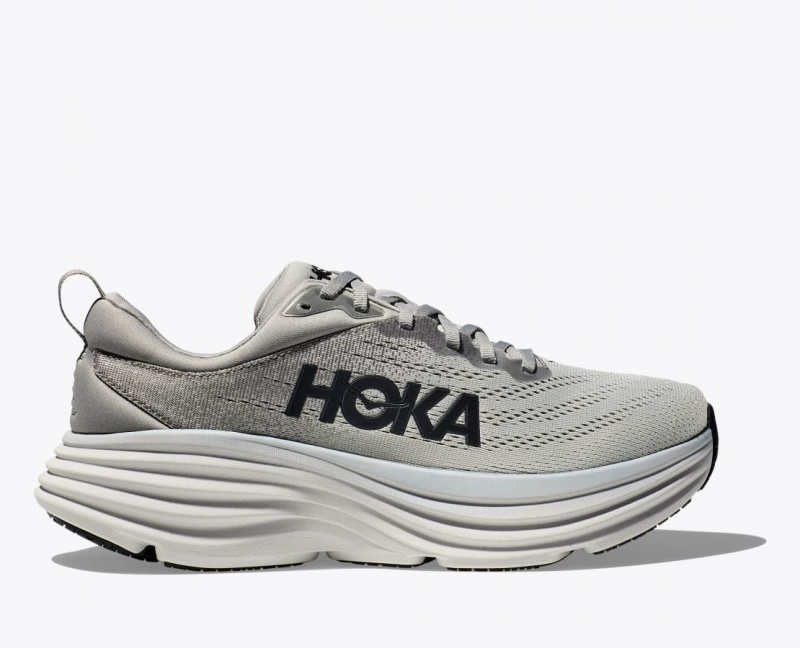 HOKA Bondi 8 Men\'s Running Shoes Grey | 31962AHJY