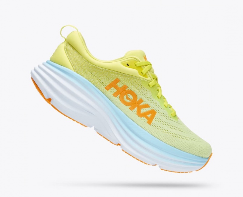 HOKA Bondi 8 Men's Running Shoes Light Green / Light Blue | 67539KVNO