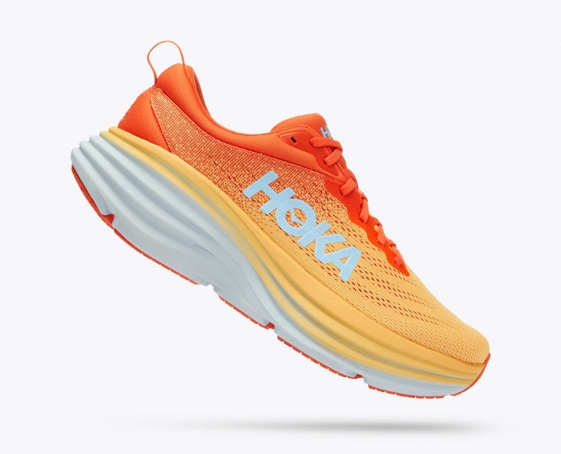 HOKA Bondi 8 Men's Running Shoes Orange / Red | 25097SGEC