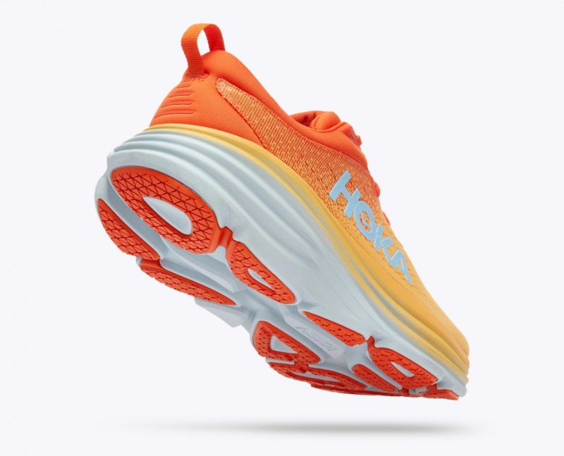 HOKA Bondi 8 Men's Running Shoes Orange / Red | 25097SGEC