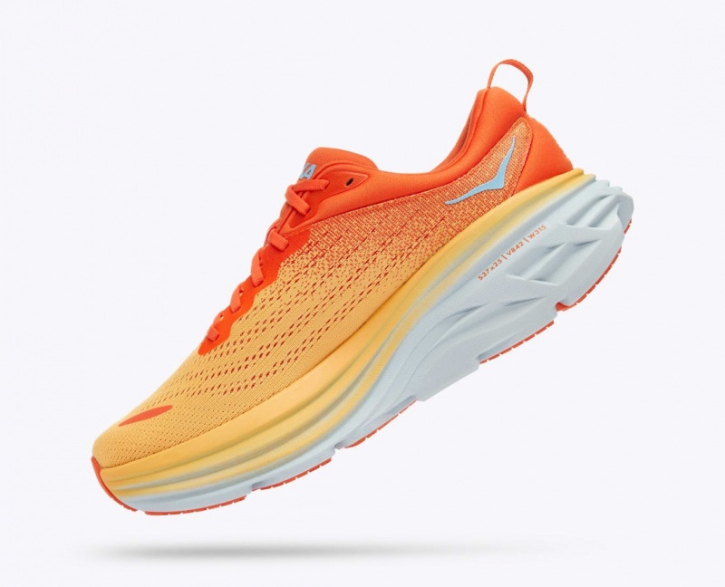 HOKA Bondi 8 Men's Running Shoes Orange / Red | 25097SGEC