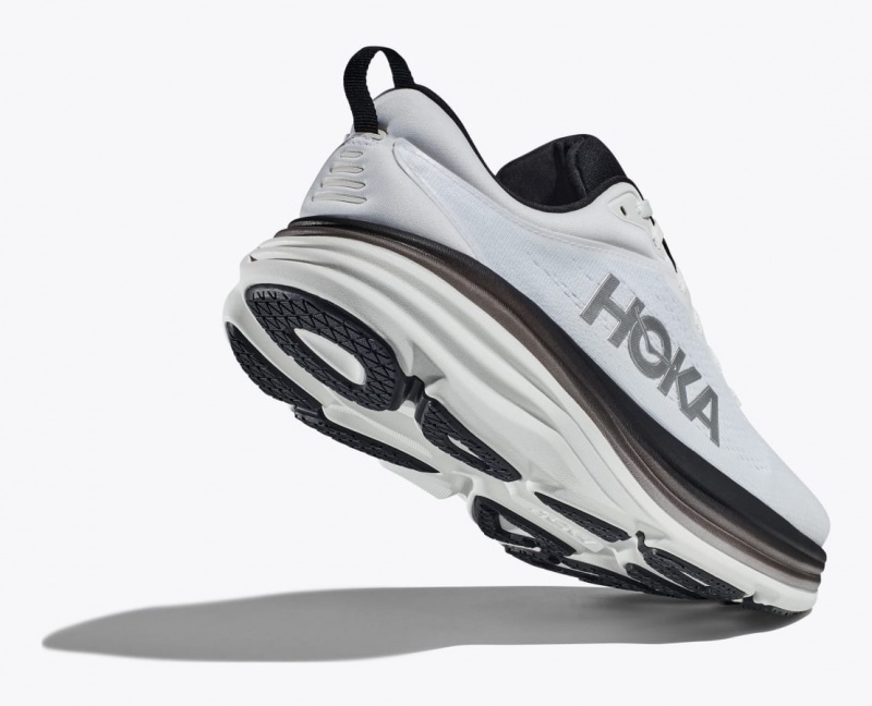 HOKA Bondi 8 Men's Running Shoes White / Black | 25184EGTZ