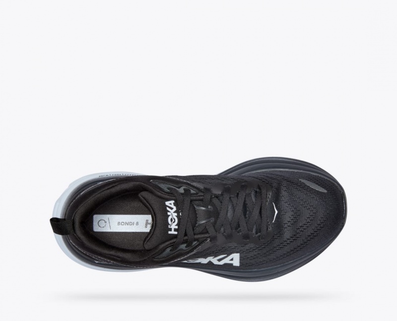 HOKA Bondi 8 Women's Running Shoes Black / White | 83726YKTF