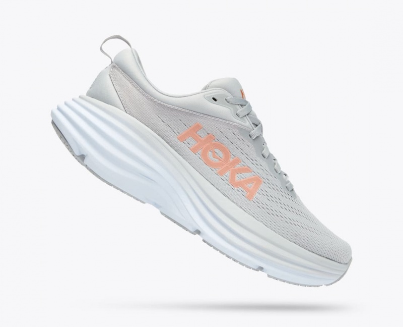 HOKA Bondi 8 Women's Running Shoes Grey | 96071ROUA