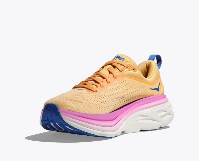 HOKA Bondi 8 Women's Running Shoes Light Orange / Pink | 17658DVNJ