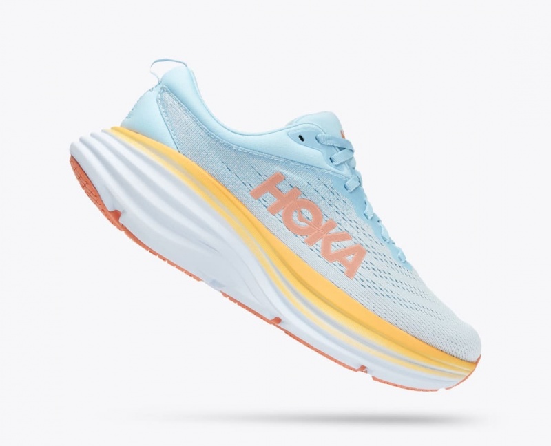 HOKA Bondi 8 Women's Running Shoes Light Blue | 81063AFHM