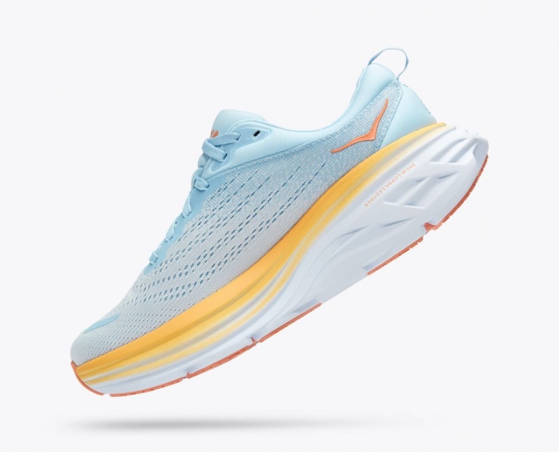 HOKA Bondi 8 Women's Running Shoes Light Blue | 81063AFHM