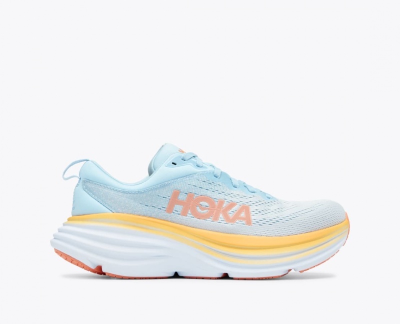 HOKA Bondi 8 Women\'s Running Shoes Light Blue | 81063AFHM