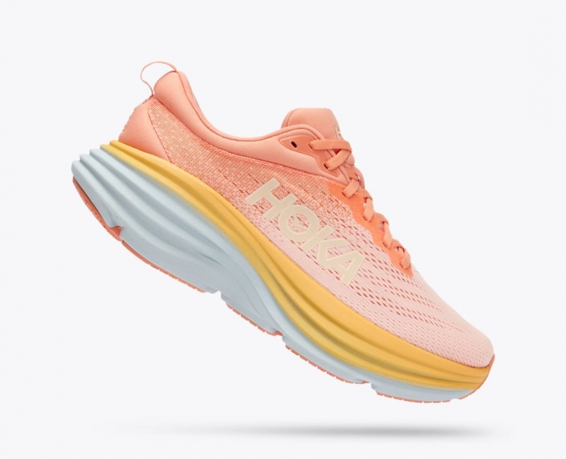 HOKA Bondi 8 Women's Running Shoes Light Coral | 90147EFNP