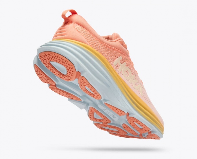 HOKA Bondi 8 Women's Running Shoes Light Coral | 90147EFNP