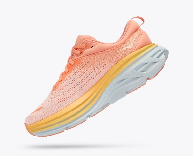 HOKA Bondi 8 Women's Running Shoes Light Coral | 90147EFNP