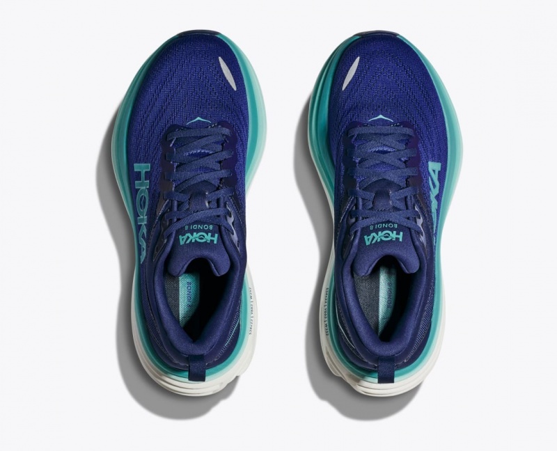 HOKA Bondi 8 Women's Running Shoes Navy / Turquoise | 19840EDLC