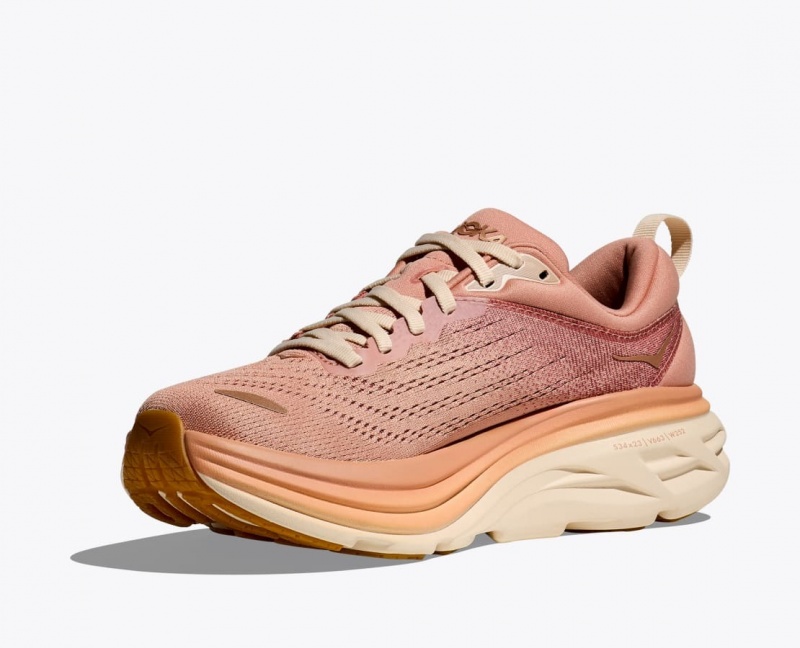 HOKA Bondi 8 Women's Running Shoes Rose Gold | 54107ICAO