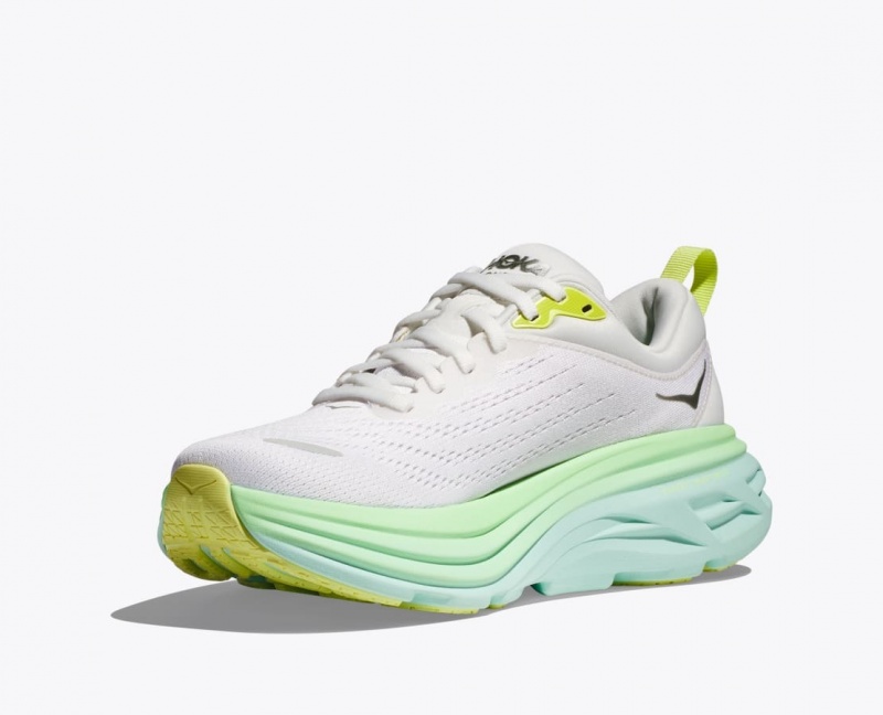 HOKA Bondi 8 Women's Running Shoes White / Light Green | 17354SGAX