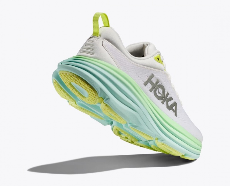 HOKA Bondi 8 Women's Running Shoes White / Light Green | 17354SGAX