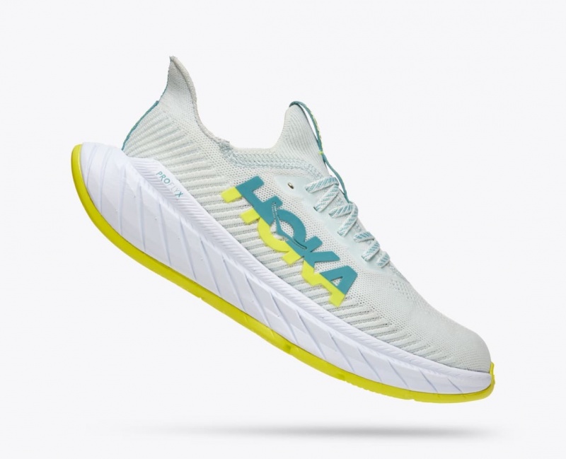 HOKA Carbon X 3 Men's Running Shoes White / Green | 82706SHGX