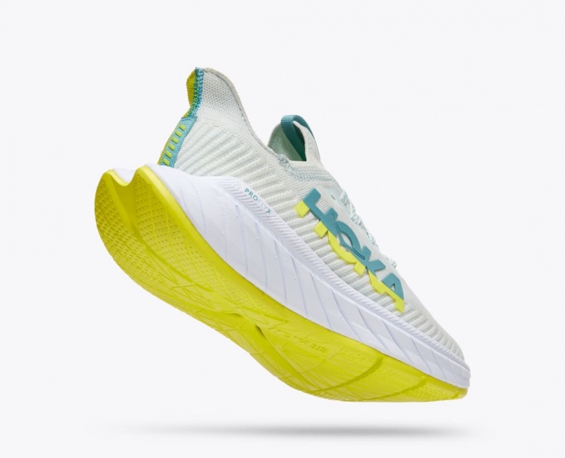 HOKA Carbon X 3 Men's Running Shoes White / Green | 82706SHGX