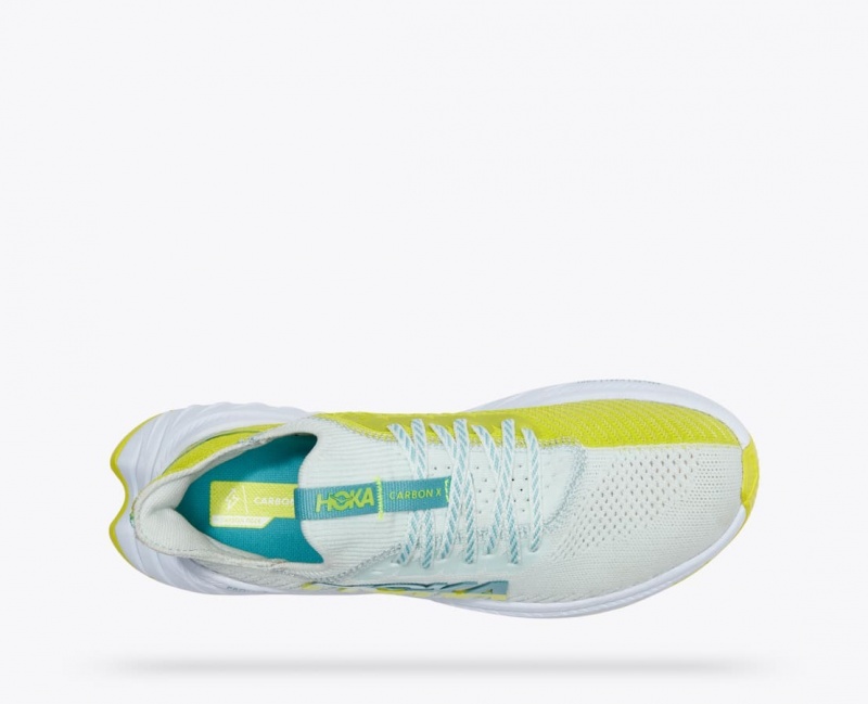 HOKA Carbon X 3 Women's Running Shoes White / Green | 67423VBFY