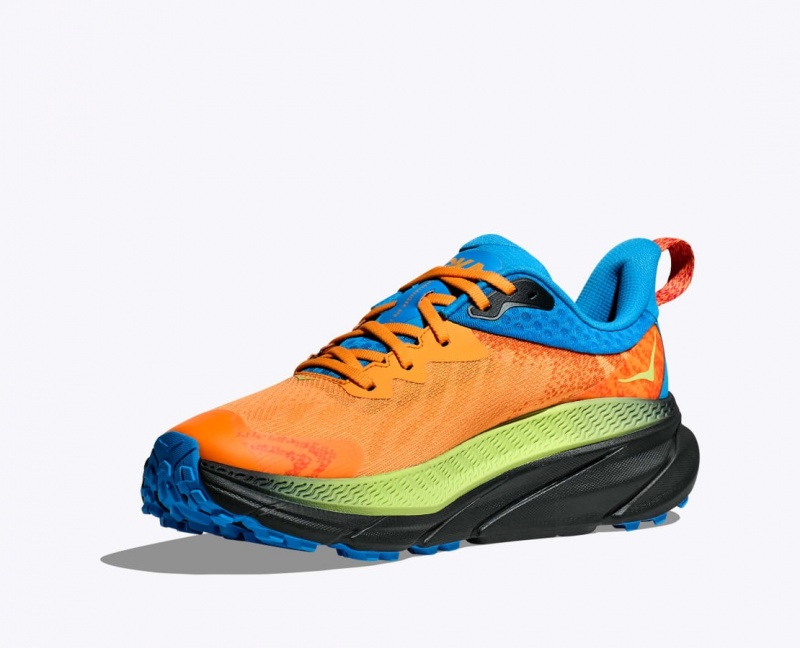 HOKA Challenger 7 GTX Men's Trail Running Shoes Orange / Green / Blue | 82690IEXZ