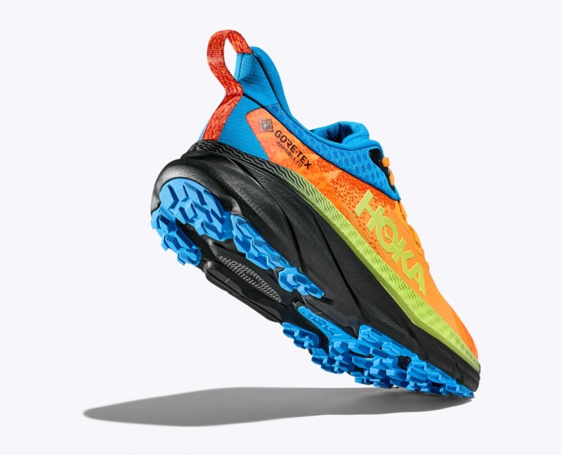 HOKA Challenger 7 GTX Men's Trail Running Shoes Orange / Green / Blue | 82690IEXZ