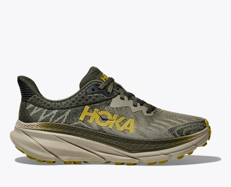 HOKA Challenger 7 Men\'s Trail Running Shoes Olive | 60381CQNU