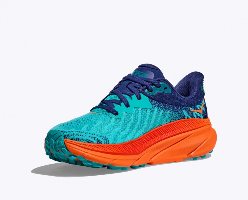 HOKA Challenger 7 Men's Trail Running Shoes Turquoise / Orange | 95431VWKD