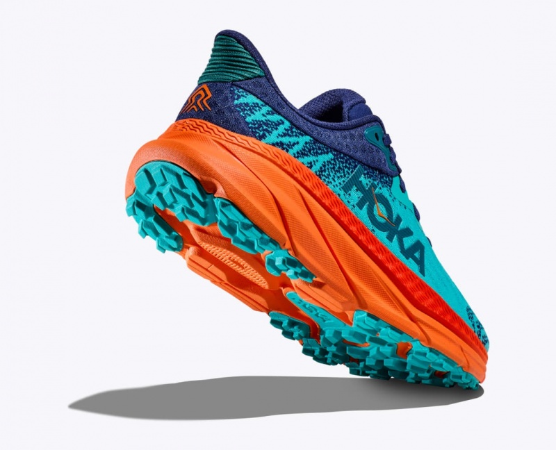 HOKA Challenger 7 Men's Trail Running Shoes Turquoise / Orange | 95431VWKD