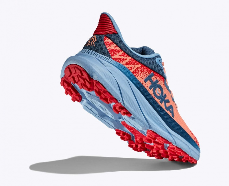 HOKA Challenger 7 Women's Trail Running Shoes Coral / Dark Blue | 71430OSPV