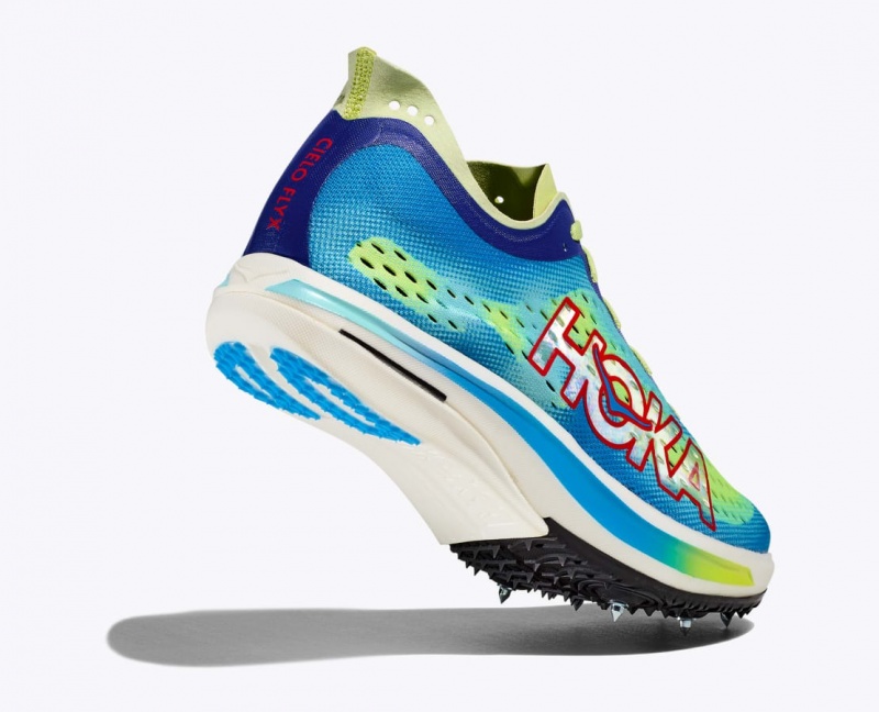 HOKA Cielo FLYX Men's Track Spikes Green / Blue | 36852HXQZ