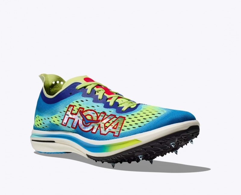 HOKA Cielo FLYX Men's Track Spikes Green / Blue | 36852HXQZ