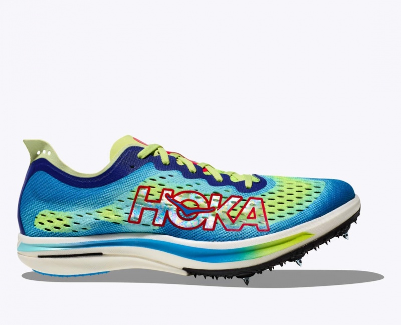 HOKA Cielo FLYX Men\'s Track Spikes Green / Blue | 36852HXQZ