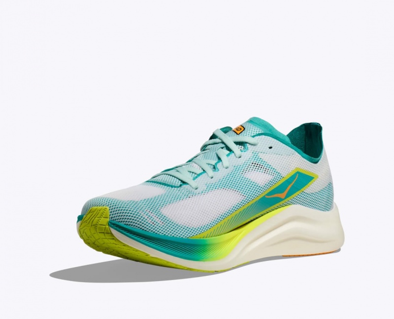 HOKA Cielo Road Men's Running Shoes White / Turquoise | 20567VBYP