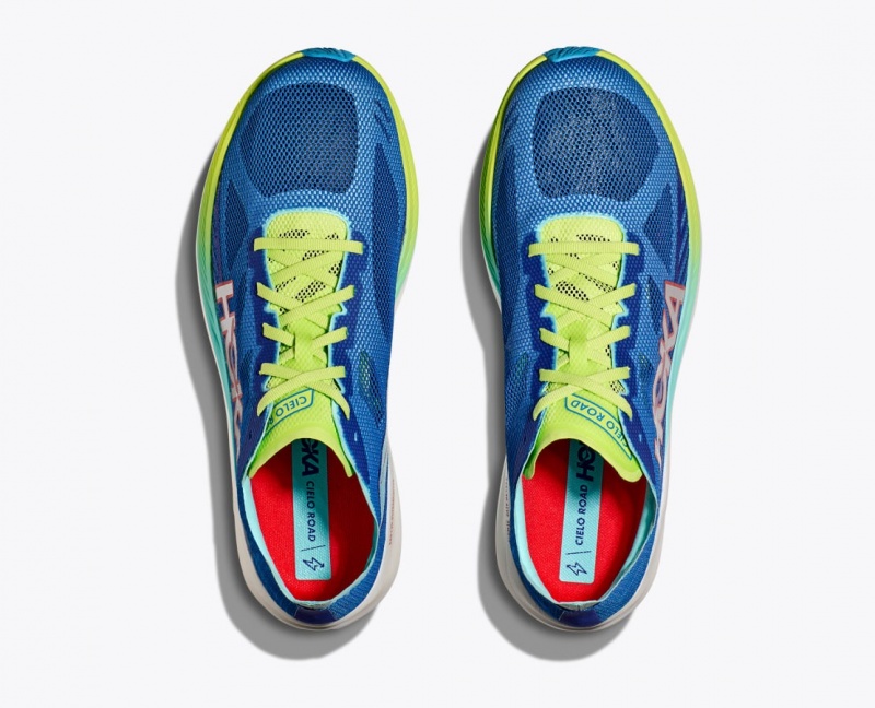 HOKA Cielo Road Women's Running Shoes Blue / Green | 10296TNVS