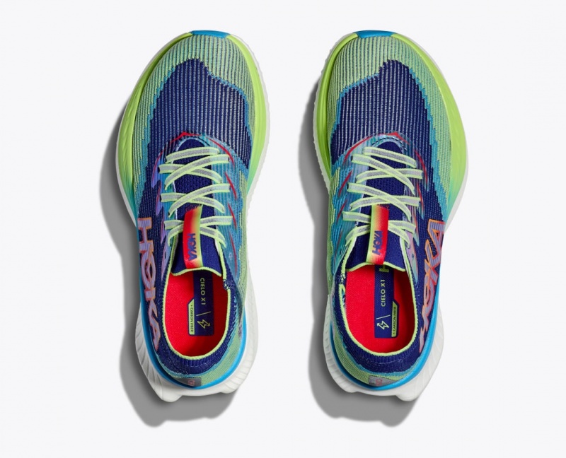 HOKA Cielo X1 Men's Running Shoes Navy / Green | 10972DASB