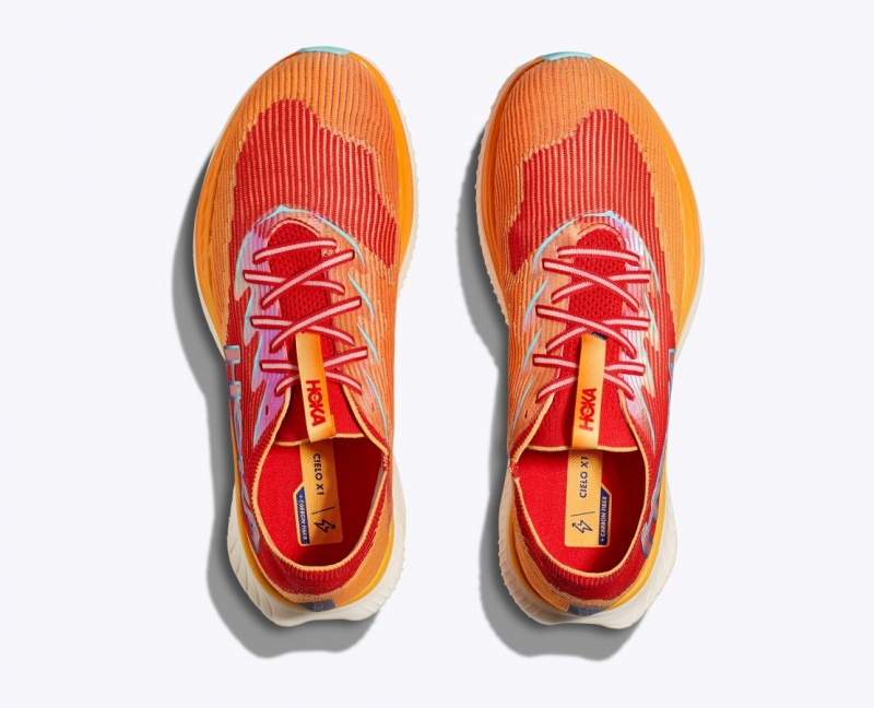 HOKA Cielo X1 Men's Running Shoes Orange / Red | 97480EMQT