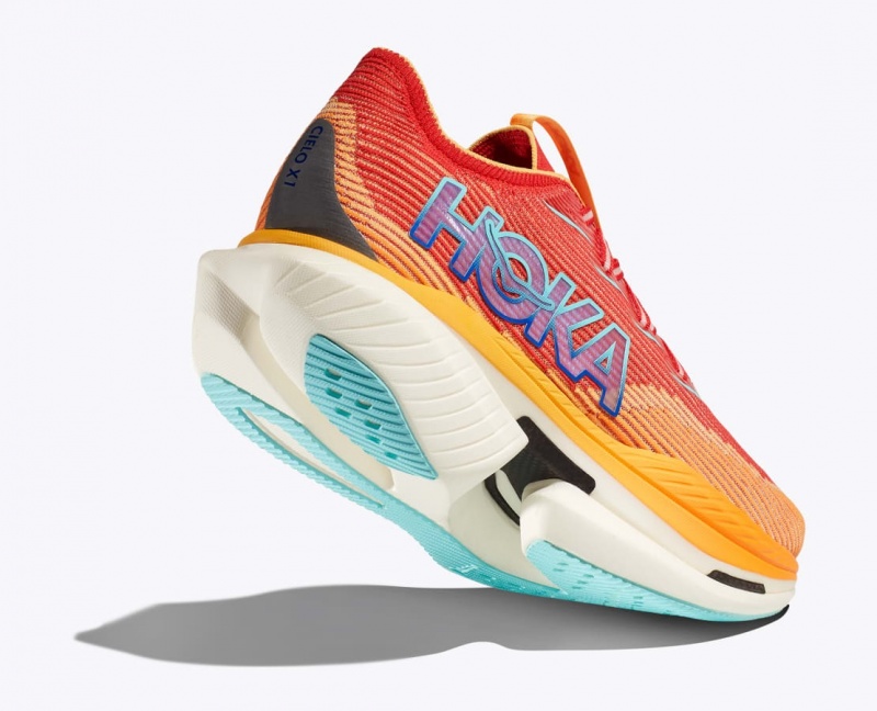 HOKA Cielo X1 Men's Running Shoes Orange / Red | 97480EMQT