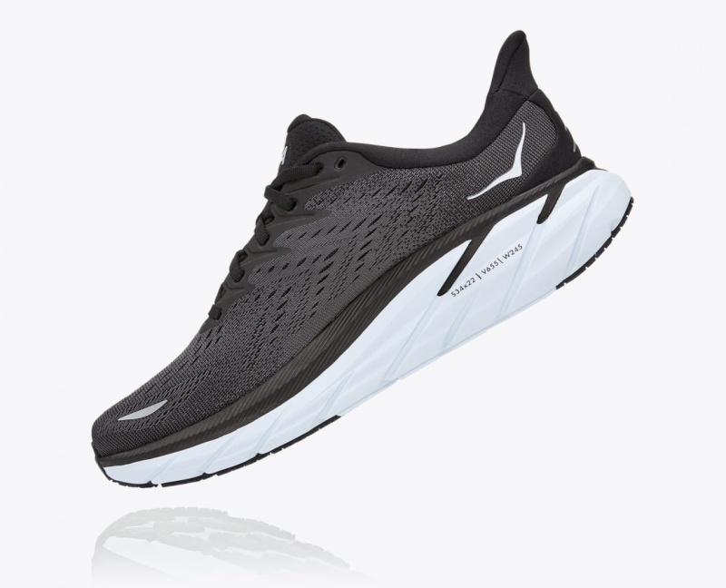 HOKA Clifton 8 Men's Running Shoes Black / White | 74860XCEQ