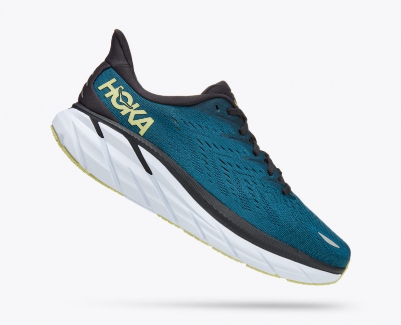 HOKA Clifton 8 Men's Running Shoes Dark Turquoise / Black | 29604NBKH