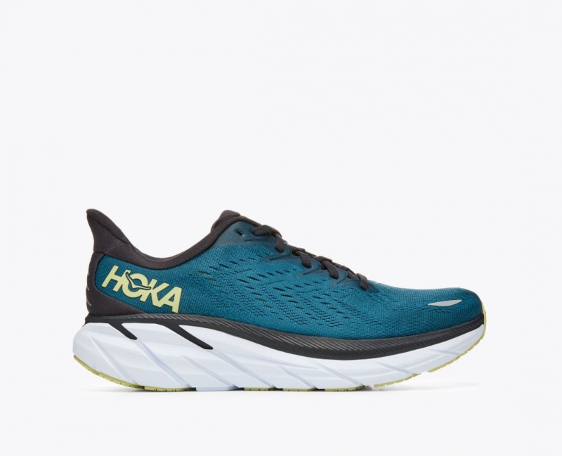 HOKA Clifton 8 Men\'s Running Shoes Dark Turquoise / Black | 29604NBKH