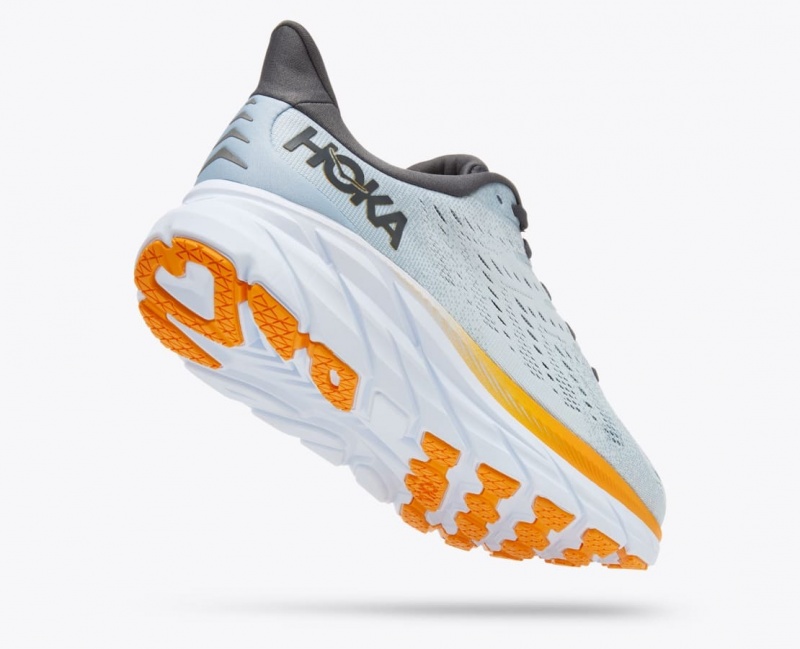 HOKA Clifton 8 Men's Running Shoes Light Blue / Orange | 04281UFAG