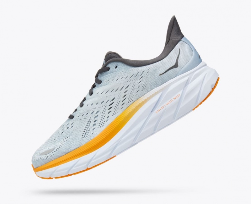 HOKA Clifton 8 Men's Running Shoes Light Blue / Orange | 04281UFAG