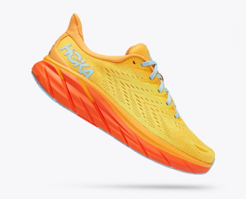 HOKA Clifton 8 Men's Running Shoes Orange / Yellow | 20184VPMN