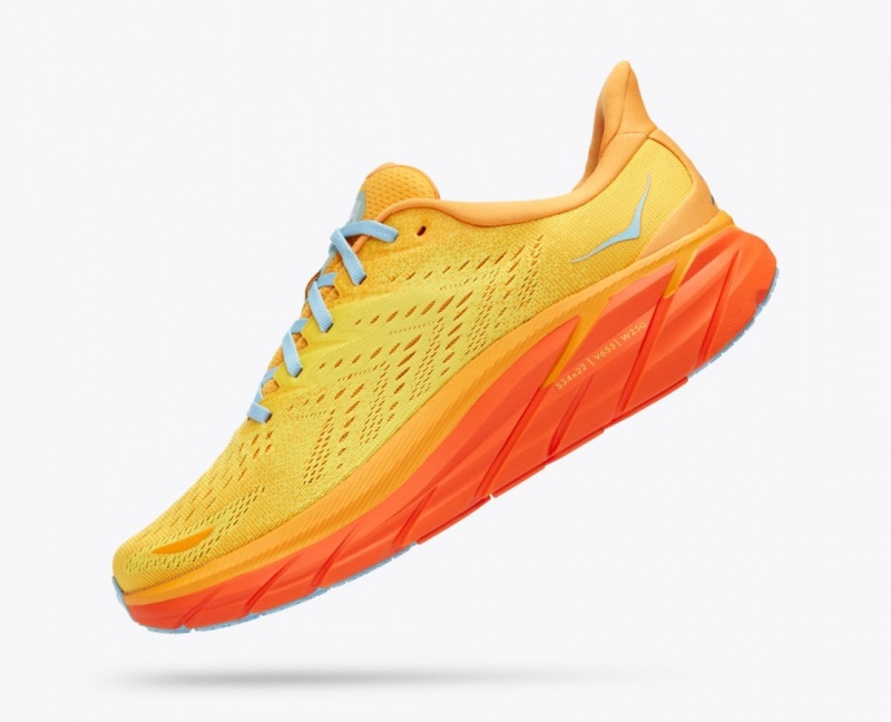 HOKA Clifton 8 Men's Running Shoes Orange / Yellow | 20184VPMN