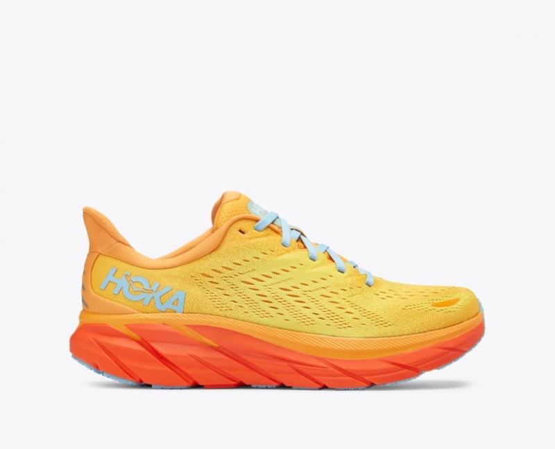 HOKA Clifton 8 Men\'s Running Shoes Orange / Yellow | 20184VPMN