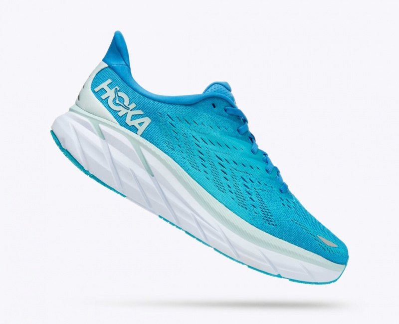 HOKA Clifton 8 Men's Running Shoes Turquoise | 29435GFUJ